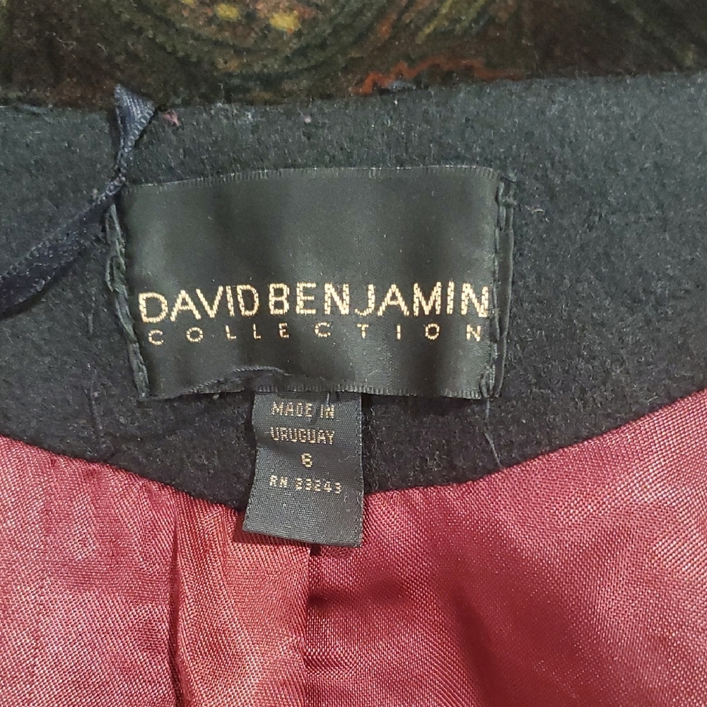 David Benjamin Elegant Black Vintage  Double-Breasted Pea Coat - Picture 11 of 17